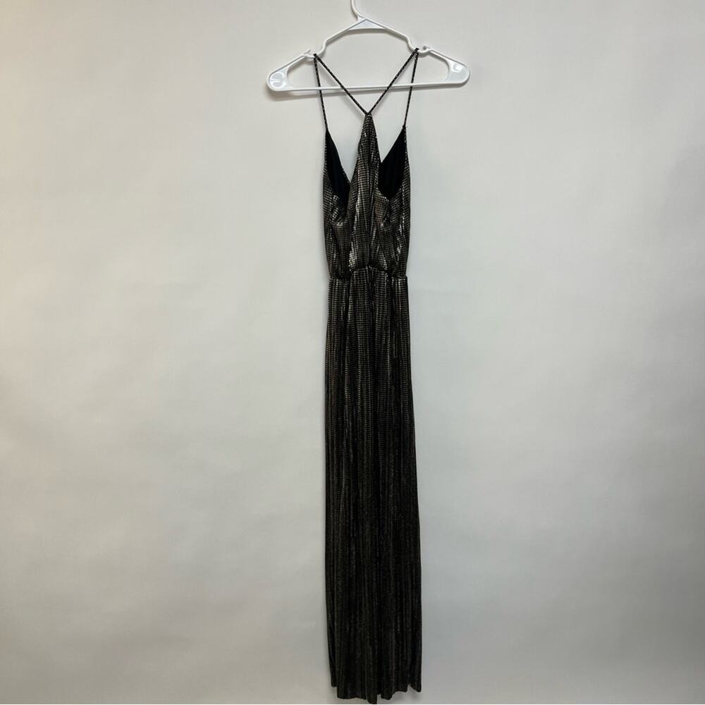Lush Metallic Jumpsuit Wide Leg Trouser Silver Gold Gunmetal Dressy Size Small - Picture 10 of 12